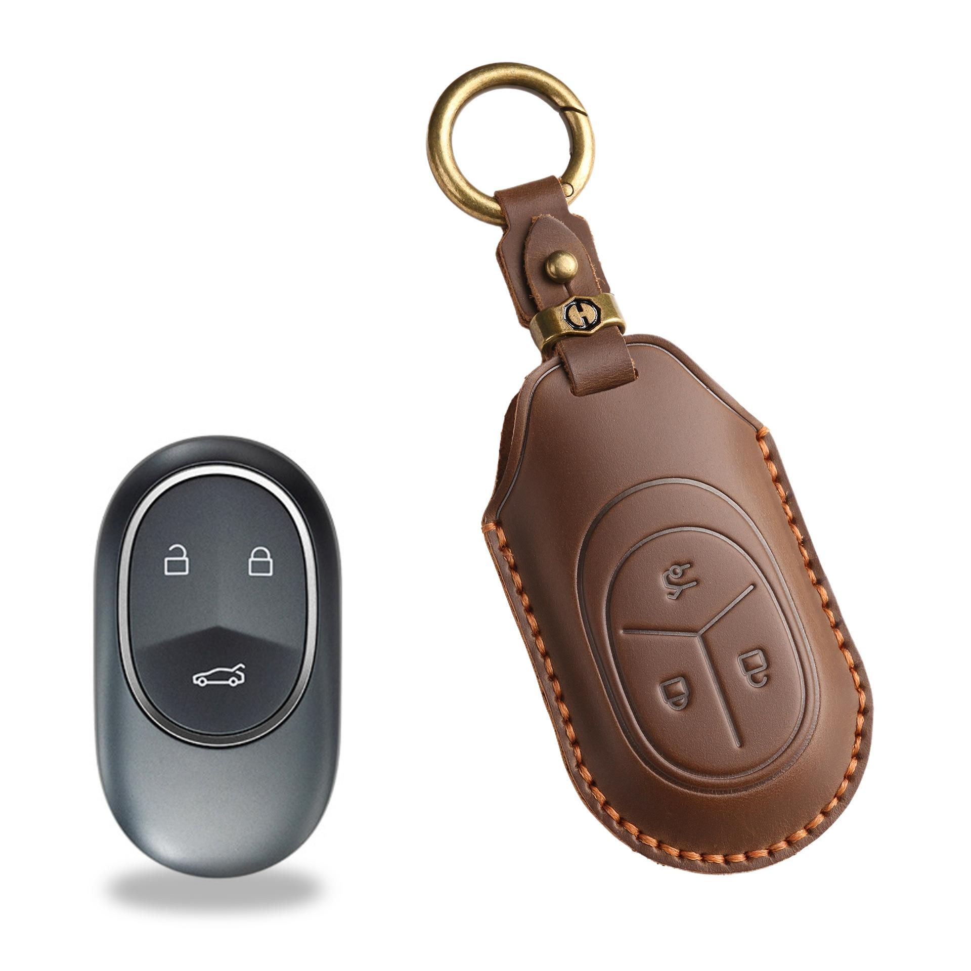 

Новый ретро защитный чехол для ключа автомобиля для NIO ET7 новый ET5 ключница ручной работы кожаная пряжка коричневый