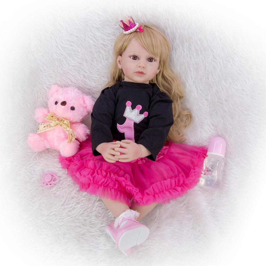 60 cm Silikon Reborn Babydukke Leker 24 Tommer Levende Prinsessedukker Babyer Klutkropp KEIUMI Jente Bursdagsgave Kle opp Leke Bonecas