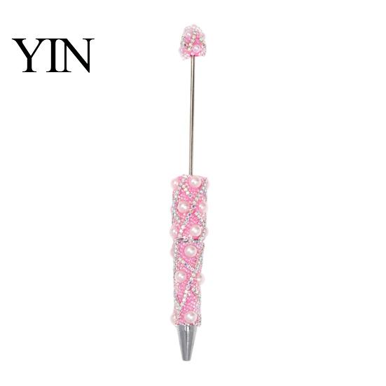 Handmade Craft Supplies for Adults DIY Beadable Pen, Bling Rhinestones And Faux Pearls Beaded Creative Gifts Sisters Black Ink Ballpoint Pen