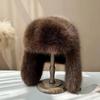 Faux Fur Earflap Cap Thickened Ear Protection Hats Fashion Bomber Hat  Cycling Skiing