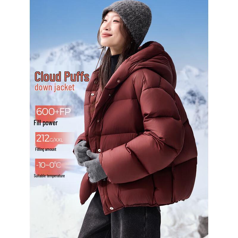 

Women s Cloud Zero-Pressure Puff Hooded Short Down Jacket 2025 Winter Collection 2XL