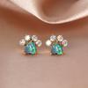 White Peach Heart Footprints Earrings Small Claws Earrings Fashionable Accessories