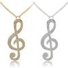 harmtty Fashion Women Fully Rhinestone Music Note Pendant Long Chain Sweater Necklace,Silver