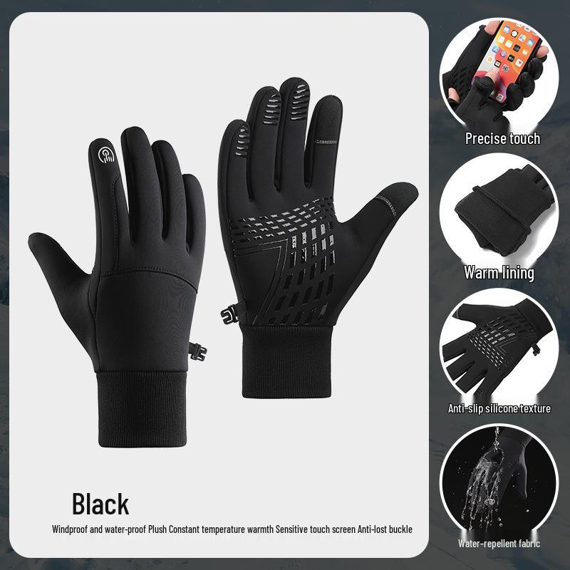 Unisex Windproof Touchscreen Cycling Gloves - Warm, Non-slip, Water-Repellent for Autumn/Winter