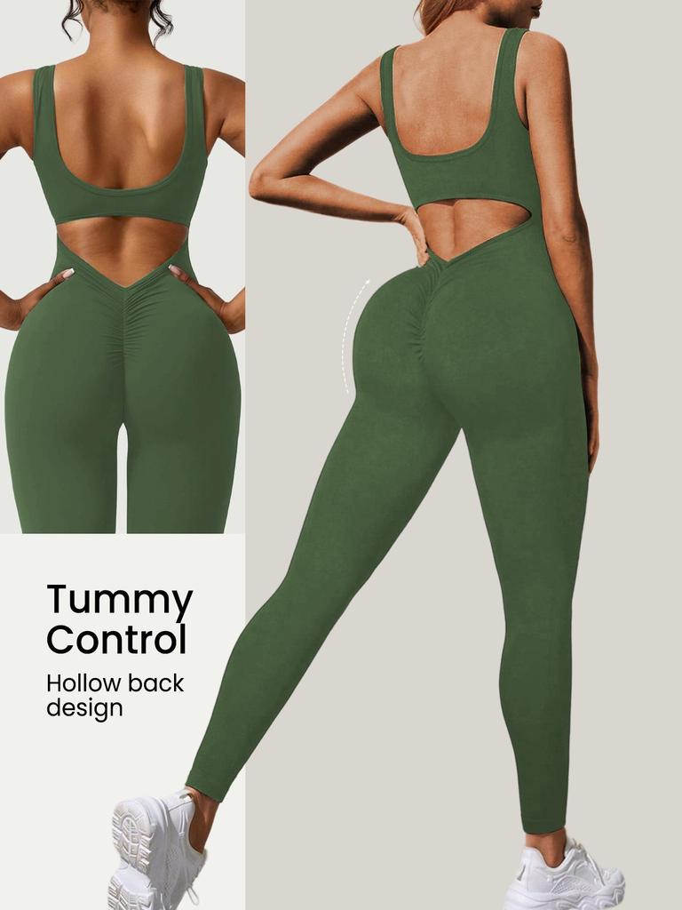 Women's European & American High-Elastic Yoga Bodysuit with Sexy Back Design and Tight-Fitting Long Pants