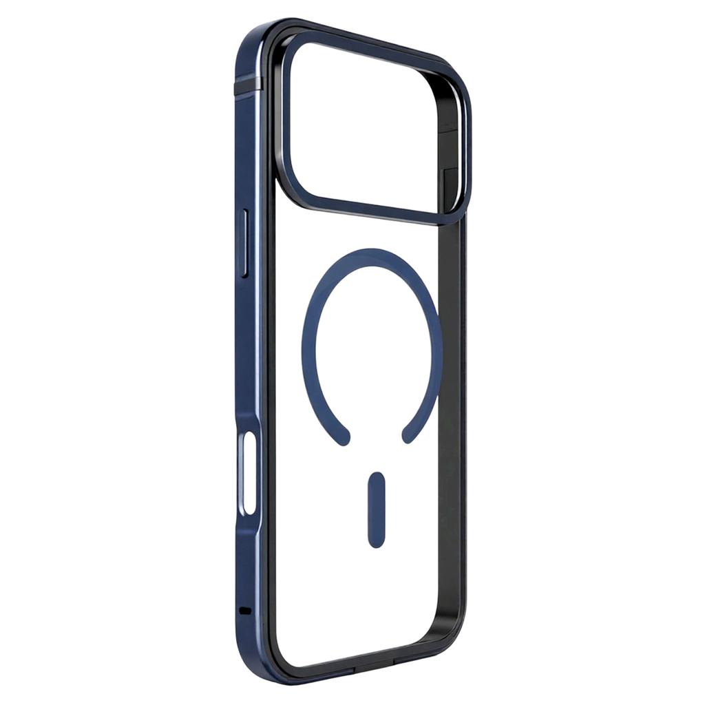 For iPhone 17 Pro Max Case Metal TPU Frame PC Back Clear Phone Cover Compatible with MagSafe