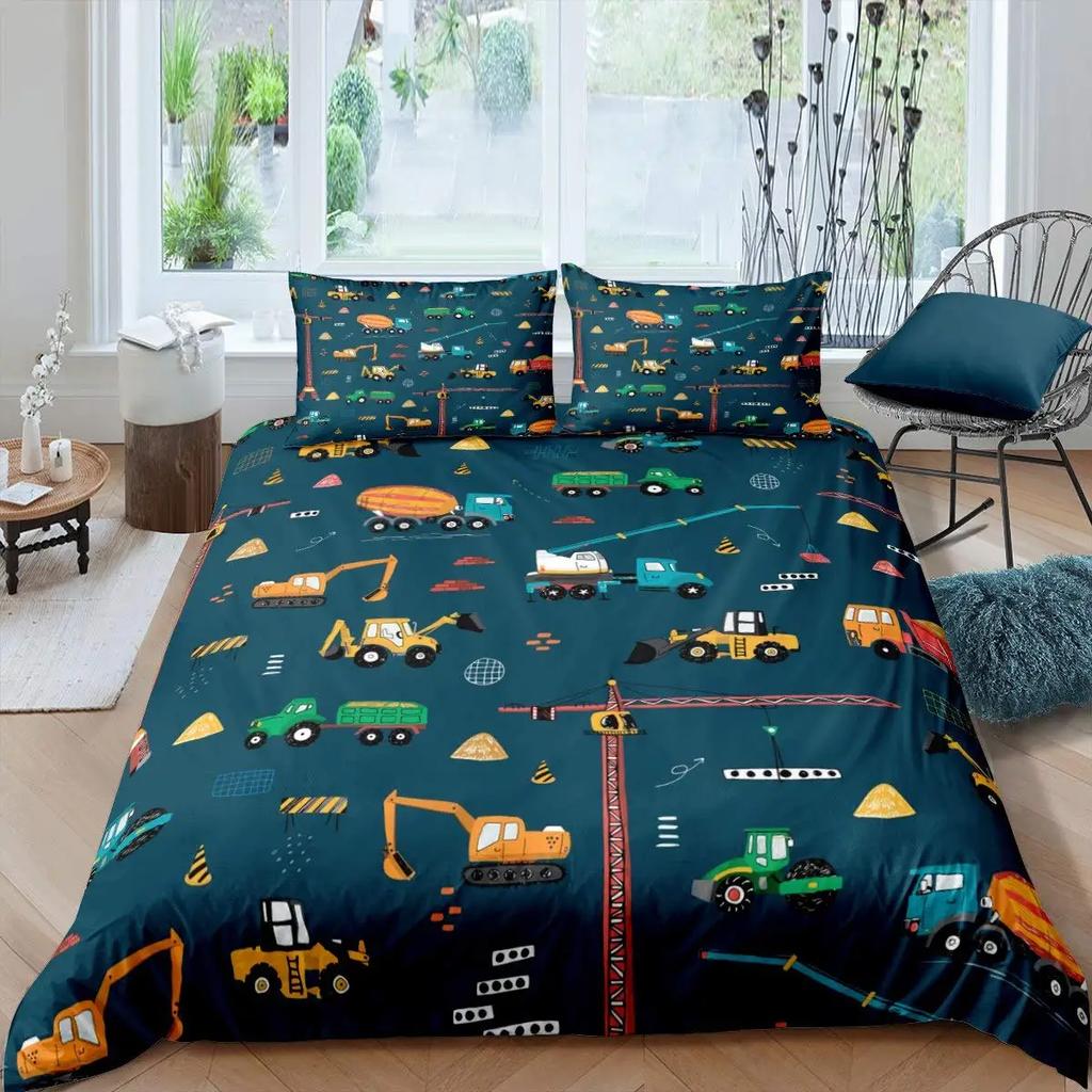 Truck Bedding Boy Cars Duvet Cover Set For Kids Girls Teens Freestyle Truck Decor Comforter Cover Blue Quilt Cover Bedding Decor