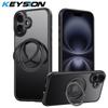 KEYSION N52 Magnetic 360° Ring Case for MagSafe for iPhone 16 Plus 16 Pro Max Matte Transparent Shockproof Phone Cover