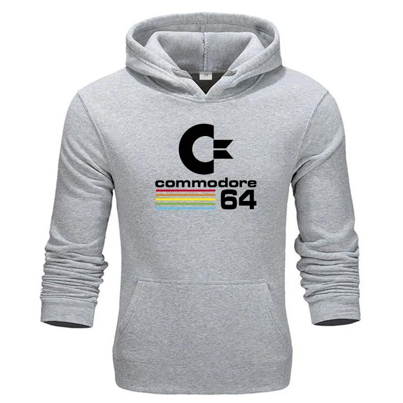 Modischer, vielseitiger und lässiger Herren-Hoodie aus Baumwolle im Vintage-Stil. Bequemer Streetwear-Hoodie mit lockerer Passform. Unisex, Herbst- und Winterkollektion. Commodore 64-Print.