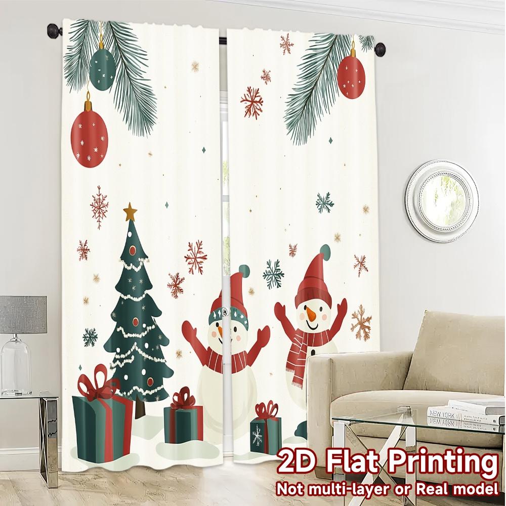 2pcs,Curtains Christmas Tree Snowman Polar Bear Gifts Contemporary Modern Curtains Semi-Sheer Curtains Decorations Outdoor Use
