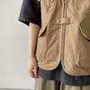 Unisex ležérní vesta bez rukávů s mnoha kapsami design vesta kabát zip knoflíky zapínání bunda cargo