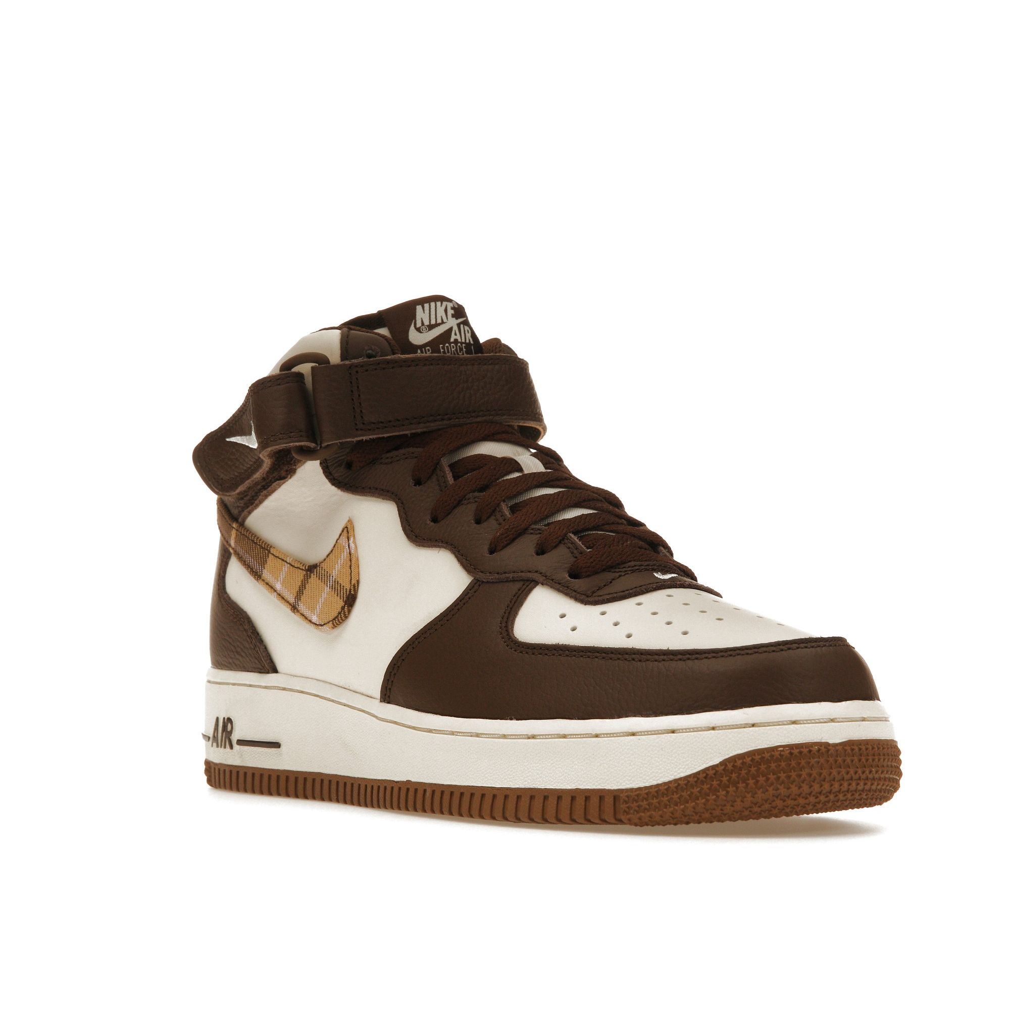 Мужские кроссовки Nike Air Force 1 Mid Brown Plaid Pale-Ivory Cacao-Wow Pink-Bloom — фото 2