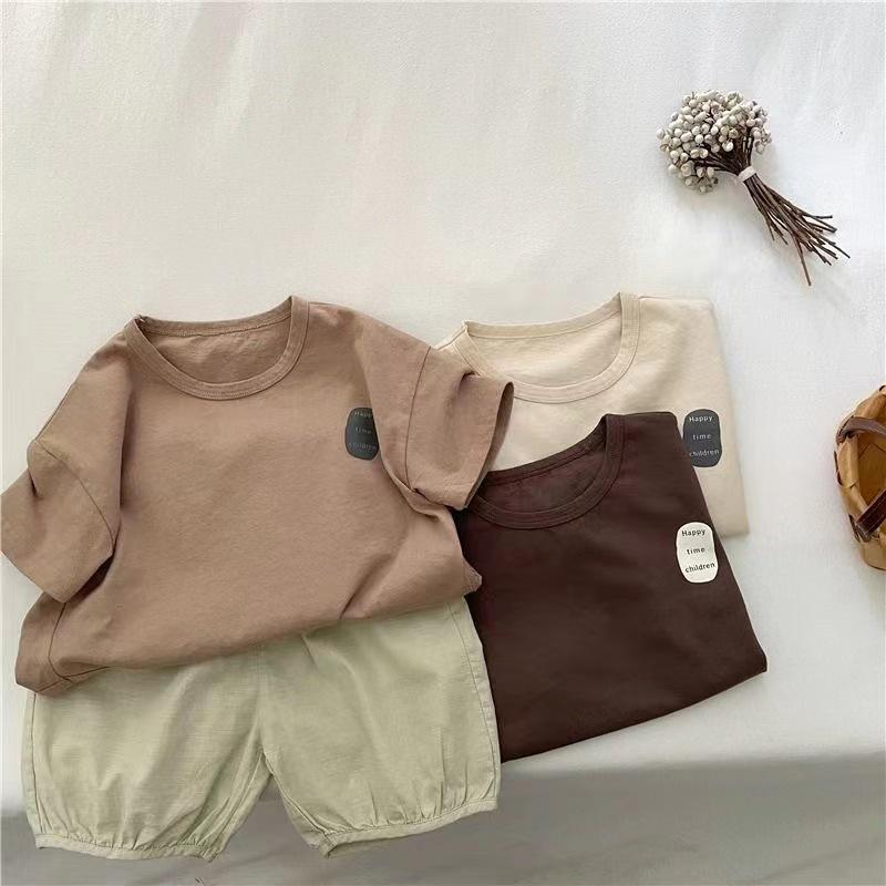 100% Cotton Boys' Short Sleeve Casual Korean Style T-shirt – Stylish and Versatile Summer Top for Kids