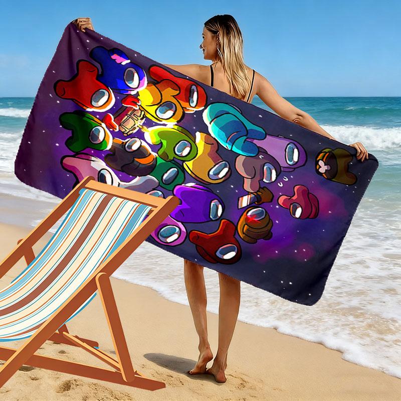 Among Us Print Strandtuch, Großes Weiches Schnelltrocknendes Handtuch für Strand Camping Schwimmen