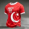 Men's Casual Crew Neck Short Sleeve Pullover T-Shirt Football Fan Top World Cup Inspired Graphic Print Turkey Design