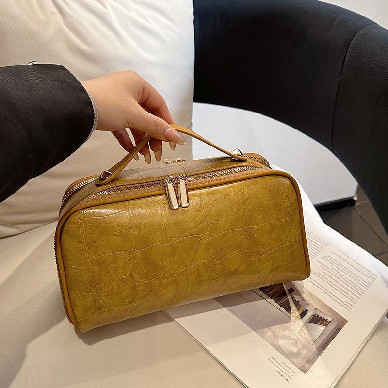 New Foreign Trade PU Handheld Large Capacity Makeup Bag, High Beauty Travel Wash Bag, Multi Functional Cosmetics Storage Bag