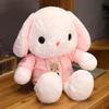 Soothing Plush Rabbit Body Pillow with Droopy Ears (50cm, White & Pink)
