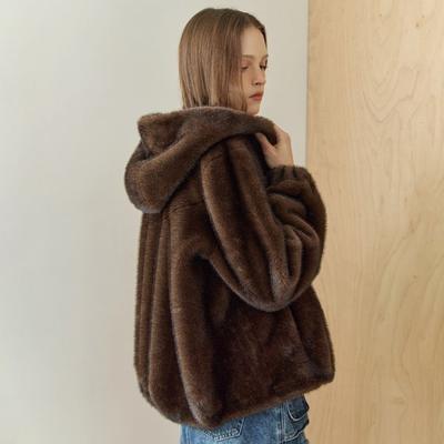 Hood Fake Fur Zip Up Jacket Ze12qj006nh
