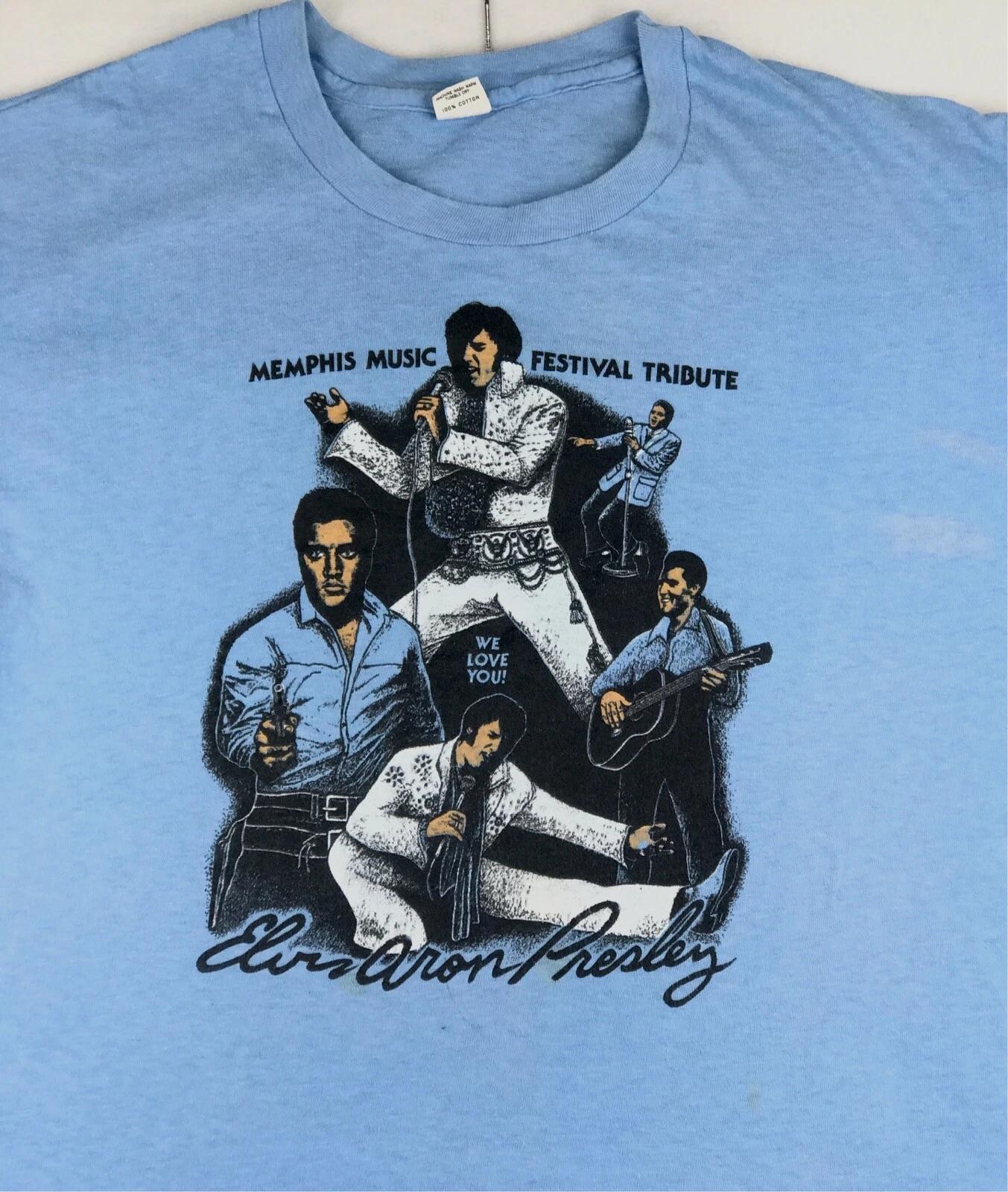 vintage 70s ELVIS ARON PRESLEY MEMPHIS MUSIC FESTIVAL T-Shirt L single stitch 3XL