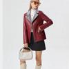 Winter Women's Fleece Leather Jacket Thick Warm PU Leather Jacket Slim Turn Down Collar Flocked Plus Size Leather Coat