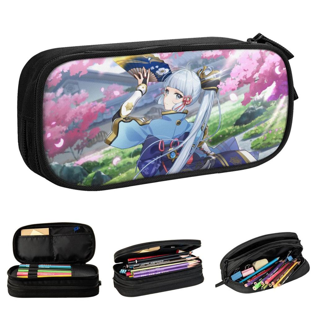 Kamisato Ayaka Inazuma Pencil Cases Classic Genshin Impact Anime Pen Bags Girls Boys Students School Gifts Pencil Pouch