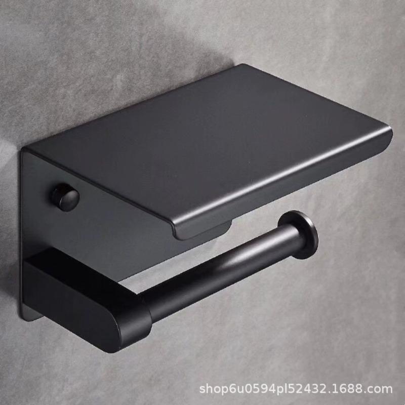 Soporte para papel higiénico de acero inoxidable, estante de pared para baño con repisa para móvil