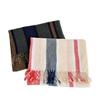 Artistic Style Vintage 45%Cotton and 55% Linen Striped Scarf Women Breathable Korean Soft Scarf and Shawl for Men and Women