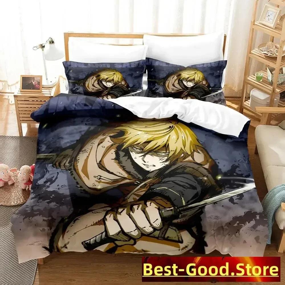 Vinland Saga Bettwäsche-Set, Bettbezug, Laken, bedrucktes Bettwäsche-Set, Kissenbezug, Bettdecke, Doppelbett, Queensize, Kingsize, Schlafzimmer