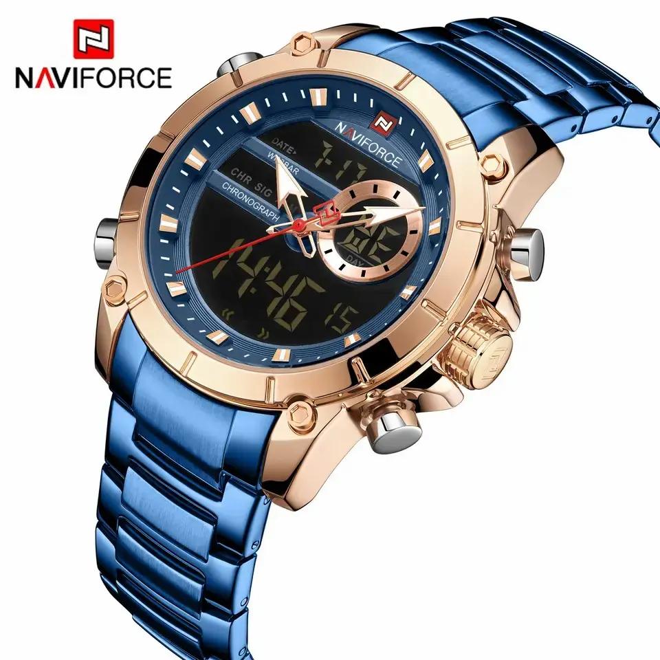 9163 Men Fashion Sport Wrist Watch Steel Waterproof Dual Display Luxury Watches Relogio Masculino Digital Quartz Watch