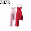 Zbzr Spring New Arrival Women's Clothing Fashion Style Niche Style Fancy Sling Fishbone Waist Irregular Dress