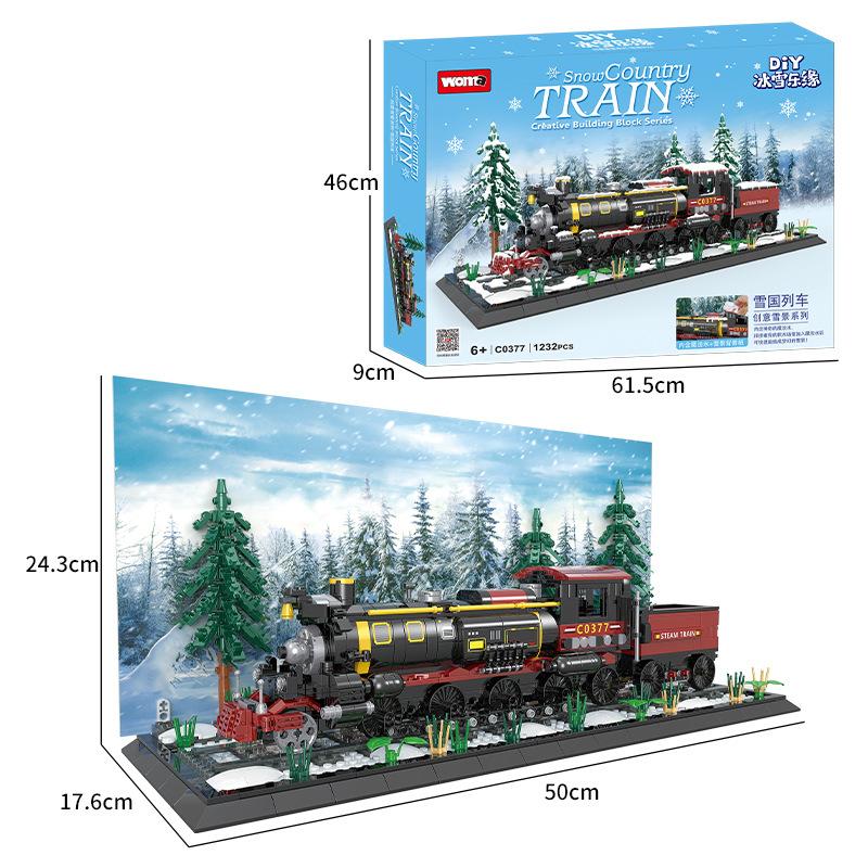 Diy Snowmaking Small Particles Building Block Children Parent-Child Interaction Christmas Building Scene Assembly Toy Model