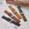 Genuine Leather Strap 20/22/24/26mm Stainless Steel Buckle Men Retro Crazy Horse Leather Replacement Wrist Band Watch Accessory