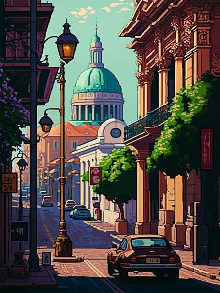 Diy Diamond Painting Mosaic House Street Full Square Round Embroidery Mosaic Landscape Home Decor