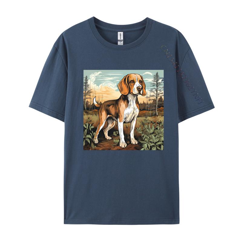 Dog Beagle Dog In Retro TShirt Dog Outdoor Casual Cotton Mens Tees Fashionable Fitted Tshirts For Autumn