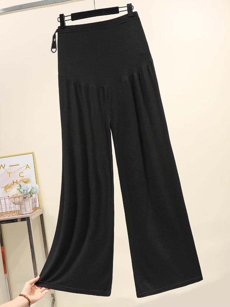 Summer Modal Wide-Leg Maternity Pants: Thin, Loose, Belly Support, Fashionable Casual Style