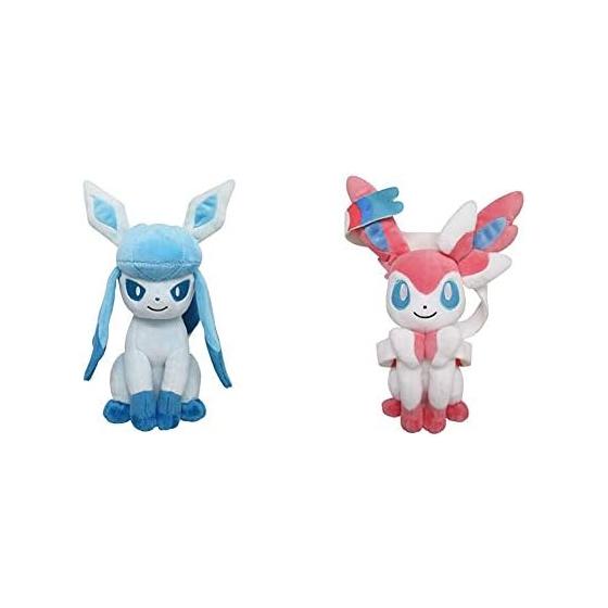 Pokemon ALL STAR COLLECTION Glaceon Plush Toy S & Pokemon ALL STAR COLLECTION Nymphia Plush Toy S [Set Purchase]