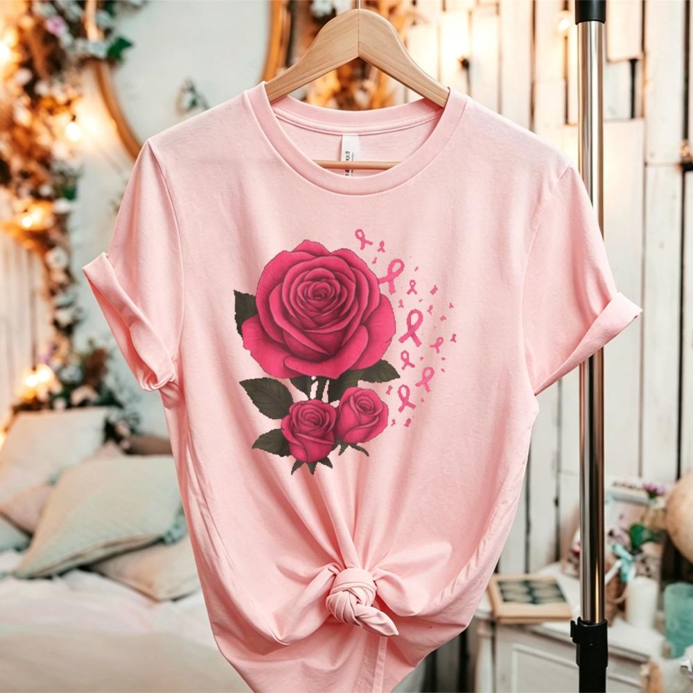 In This Family No One Fights Alone TShirt Breast Cancer Awareness Family Support Graphic Tee Ribbon Butterfly Flower Cotton Top