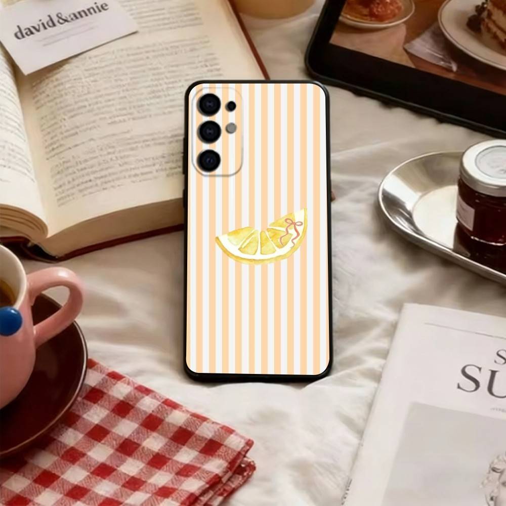 

Lemon Cool Stripe Pattern Phone Case For Samsung S25,S24,S21,S22,S23,S30,Ultra,S20,Plus,Fe,Soft Silicone Black Cover Samsung S30Ultra5G