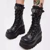 Fashion 2024 New Winter Women's High Boot Mid Boot High Platform New Design Motorcycle Boots Fashion High Heel Zipper Casual Boots