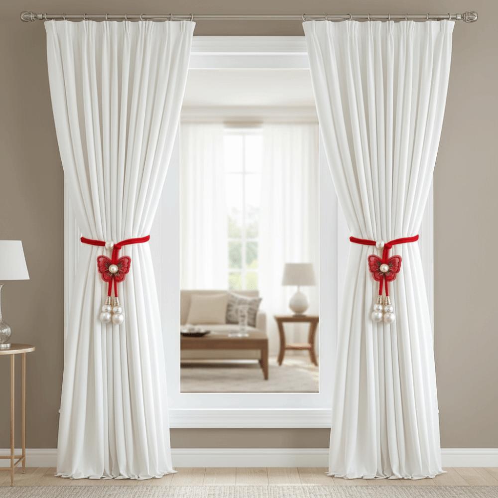 2PCS Curtain Holder Pearl Curtain Buckle Adjustable Curtain Binding Curtain Straps  Living Room