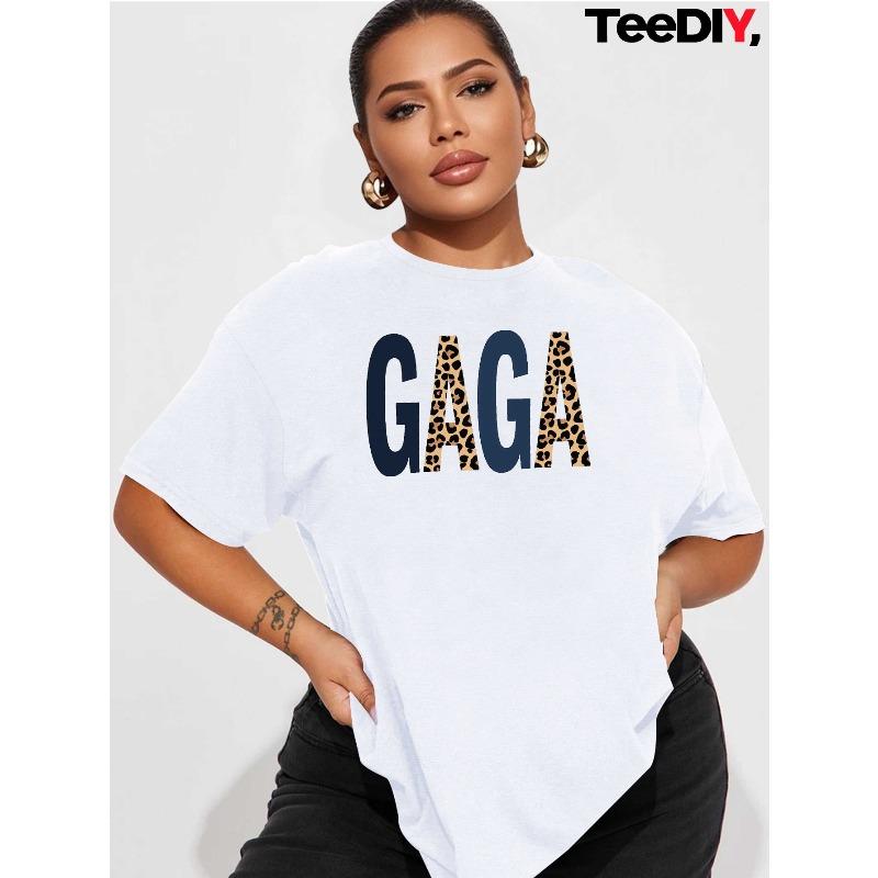 

Women s Oversized Leopard Print T-Shirt - Large Size Short Sleeve Round Neck Casual & Sporty Top, All-Season Wear S белый