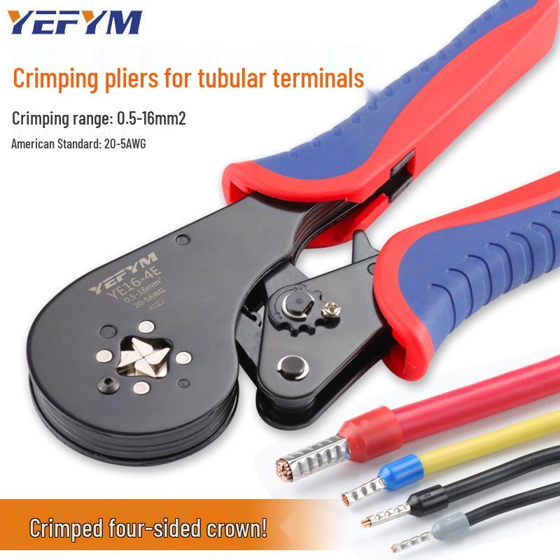 YE16-4E 4-Sided Cold Crimping Pliers for 16 Square Pin Terminals