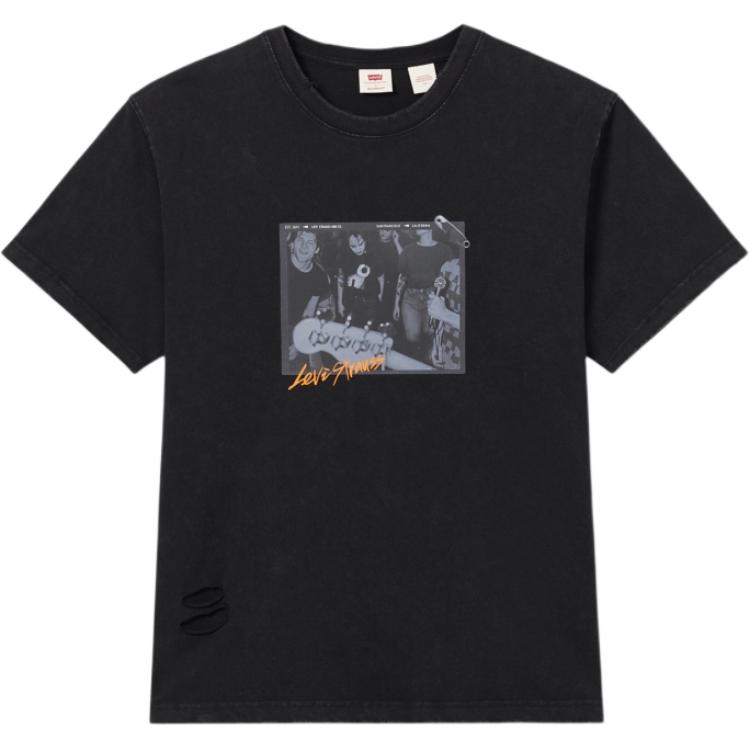 

Levis Футболка мужская с принтом, свободного кроя, повседневная, удобная, с круглым вырезом и коротким рукавом, топы, черная 002X3-0000 M