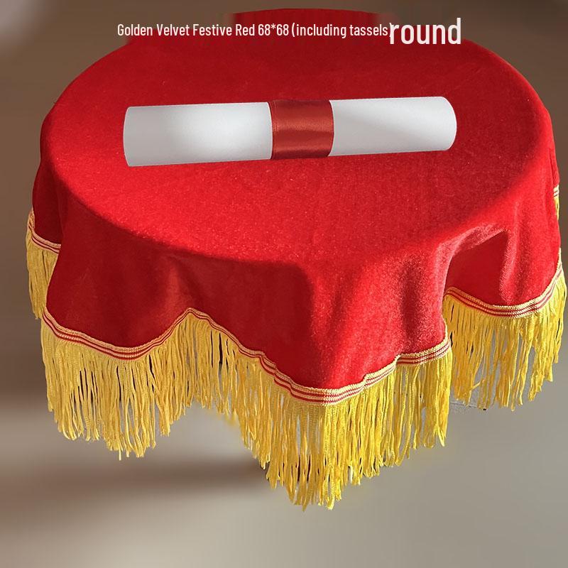 Roter Samt Satin Quaste Jubiläumszeremonie Tablett Tuch