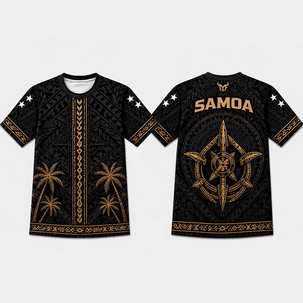 Neues Samoa Vintage Trikot Sport Schnelltrocknendes Fußball T-Shirt Polynesische Stammes-Tattoos Samoanische Meeresschildkröte & Segelboot Grafik Tops