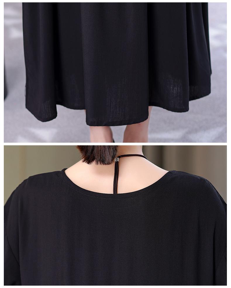 Women's 2022 Summer Solid Cotton Linen Dress - Slimming, Belly-Covering, Plus Size Long Dress