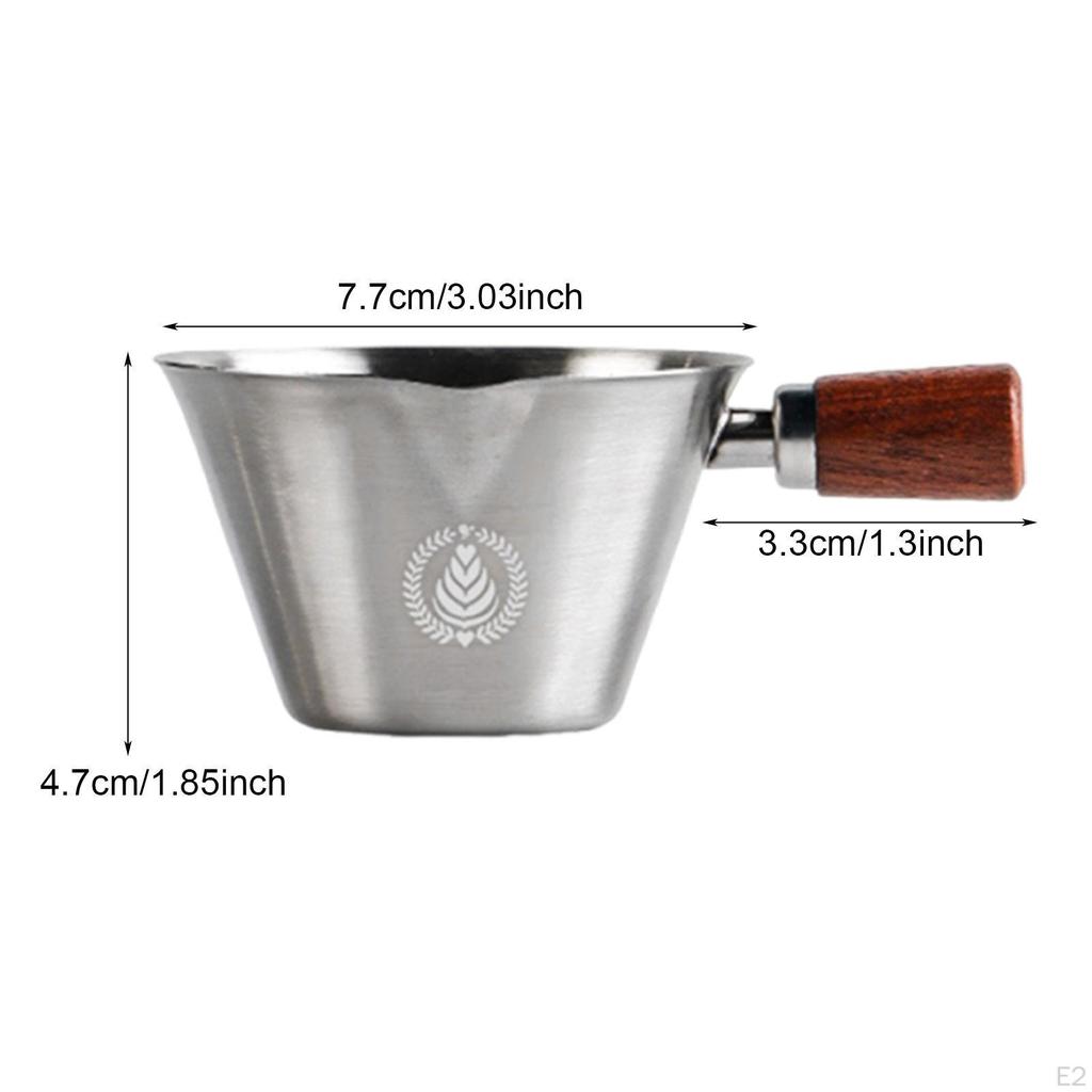 100ml Edelstahl Espressotasse mit Skala Holzgriff Multifunktional Leichtgewicht Kaffee