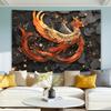 Elegant Phoenix-Themed Polyester Tapestry | Vibrant Red & Golden Design with Abstract Geometric Patterns | Ideal for Liv