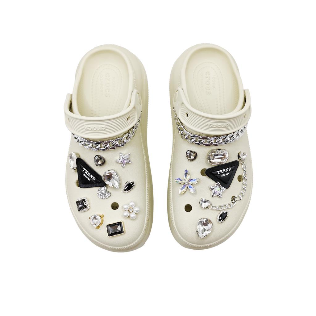 Crocs Crush Clog EVA Jinling Chaochuang Small Fragrance Sweet Fresh Fashion and Versatile Hole Shoes Women's Bone White