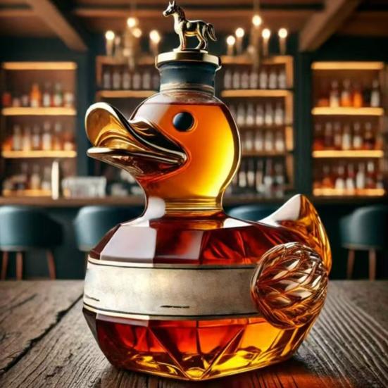 Skleněná láhev na kachní whisky Zvířecí karafa Zábavná láhev na víno ve tvaru kachny Objem 100 ml Umělecká karafa Dekorace pro bar Domov Kancelář